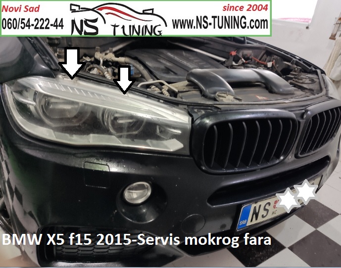 bmw x5 f15 2015 servis mokar far slomljeno staklo reparacija zamena stakla lepljenje novi sad ns tuning pozutelo dnevno svetlo